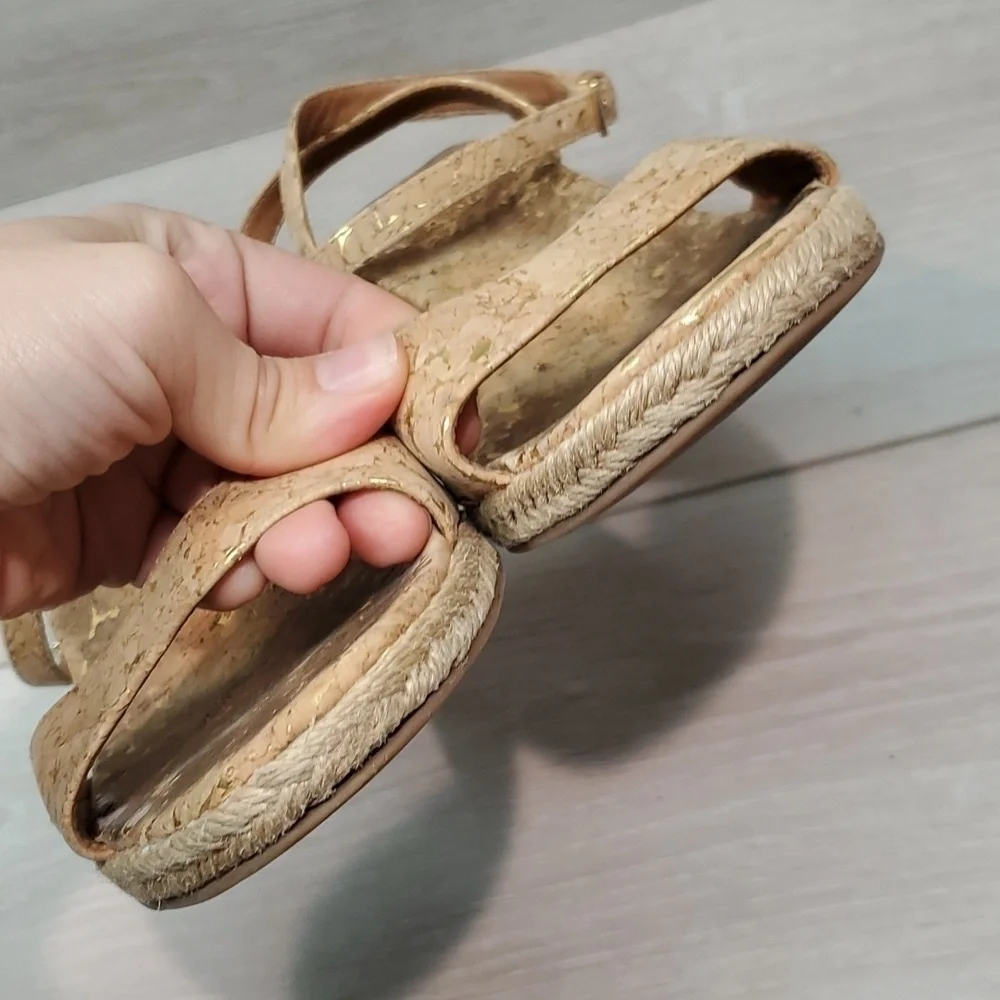 Tory Burch Womens Strappy Leather Wedge Sandals shoes sz 7.5 M